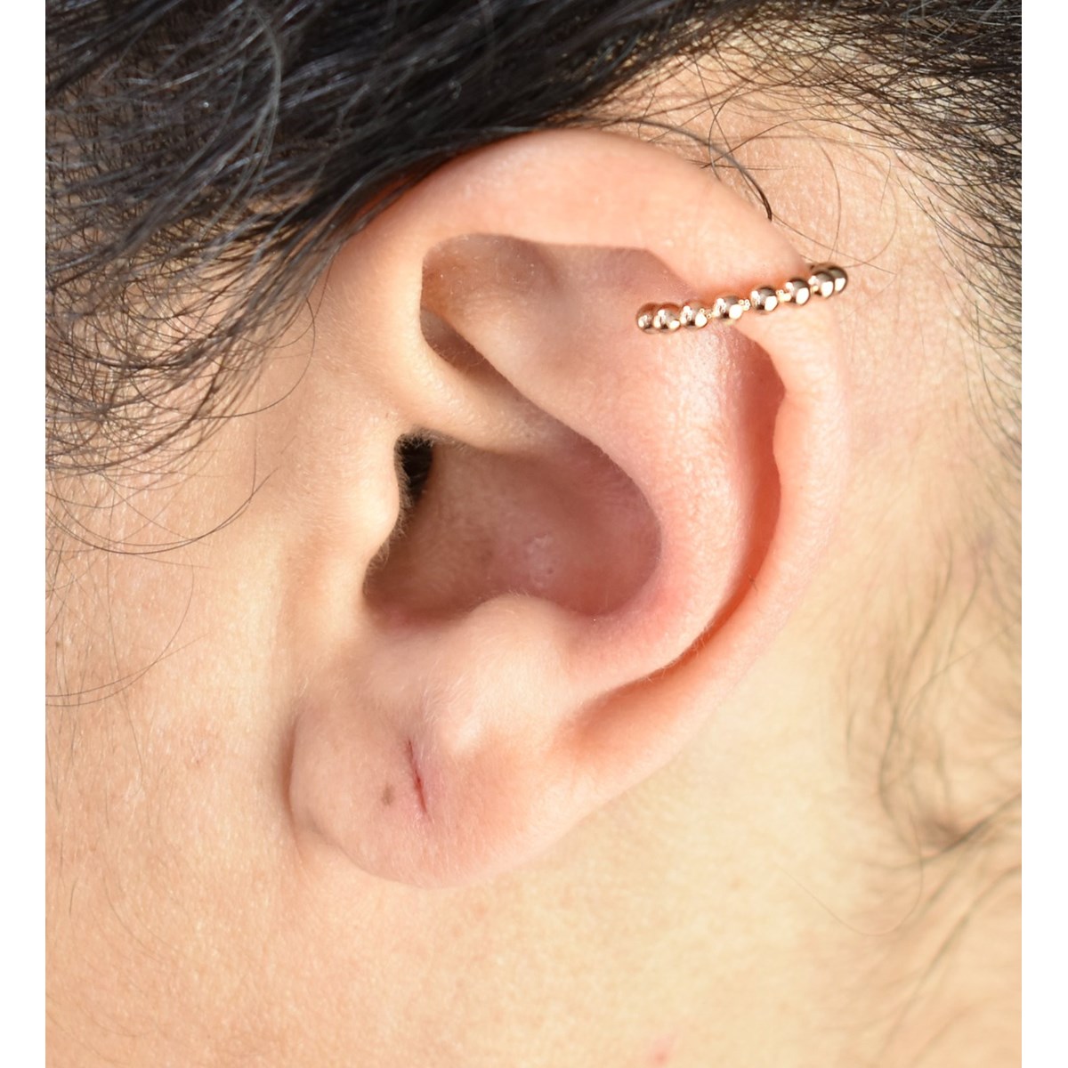 Clip d'oreille earcuff fil effet boules Plaqué OR 750 3 microns - vue 2