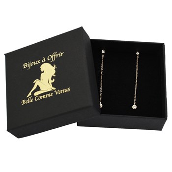 Boucles d'oreilles oxyde de zirconium avec chainette Plaqué or 750 3 microns