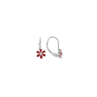 Boucles d'oreilles Fleurs rouge - Argent