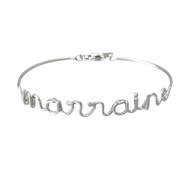 'MARRAINE' bracelet jonc en fil lettering argenté à message