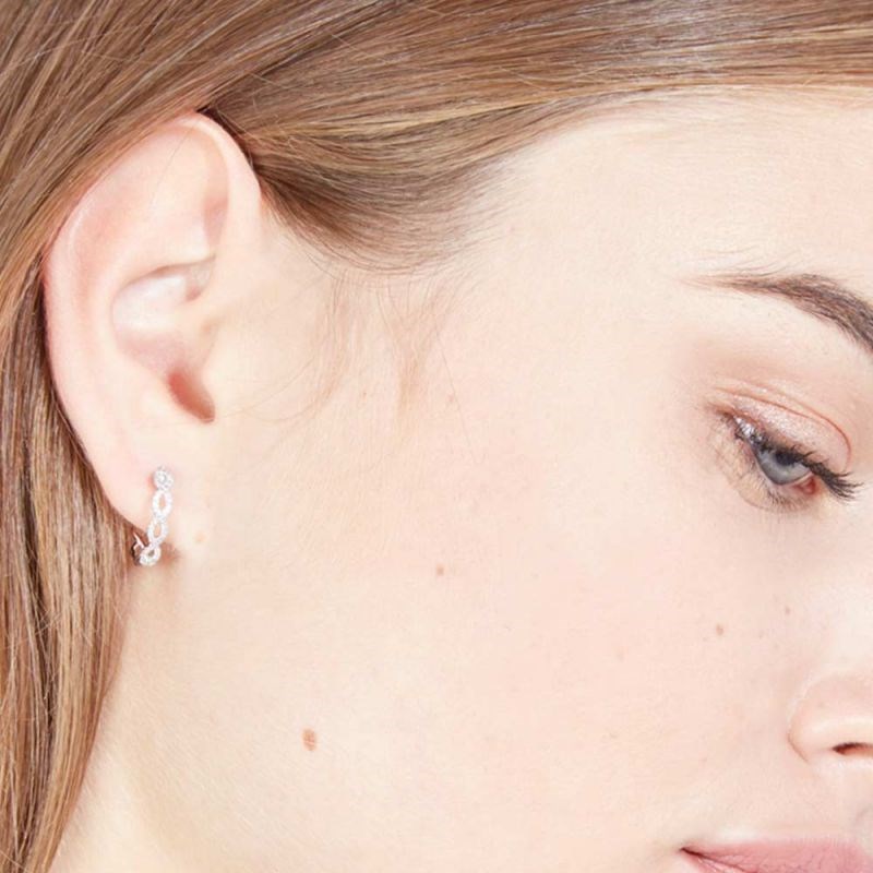 Boucles d'oreilles Or Blanc et Diamant - vue 2