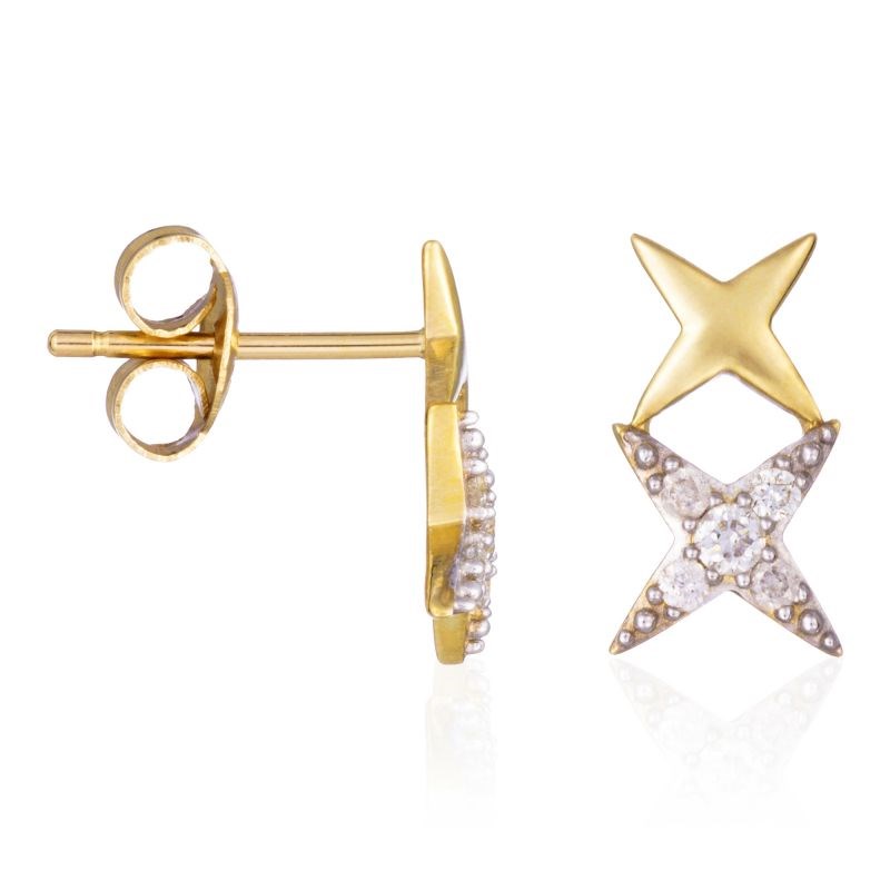 Boucles d'oreilles Or Jaune et Diamant - vue 2