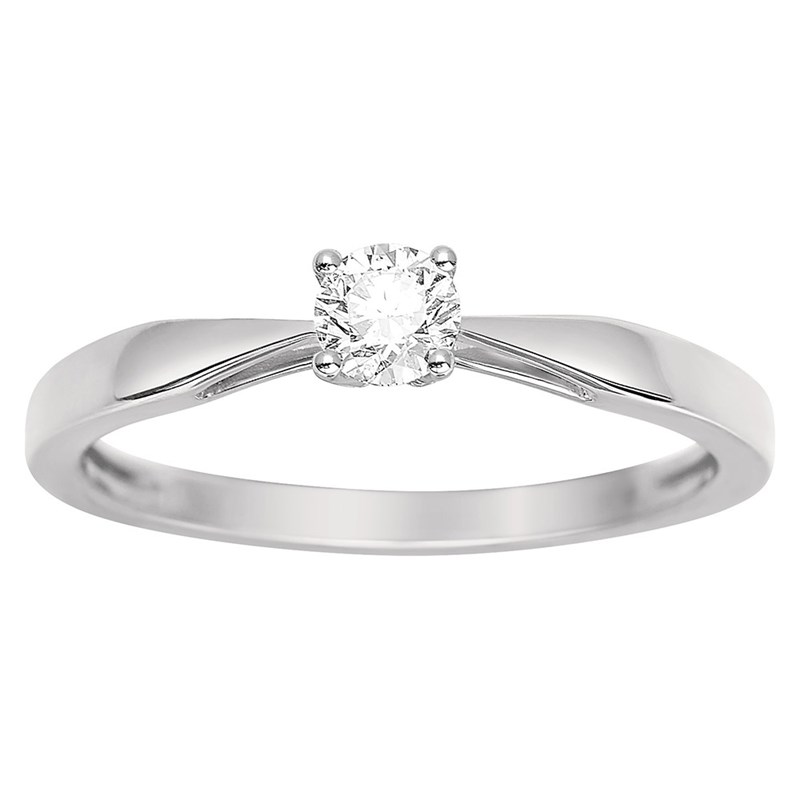 Solitaire Diamant 0.23CT - Or blanc 18 carats