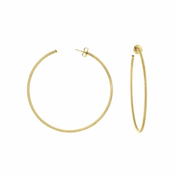 Boucles D'oreilles Créoles Argent Doré Grand Modèle Diamanté Alba Diamètre 45mm