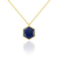Collier ADEN Lapis Lazuli facettée sur Argent 925-000 doré à l'or fin