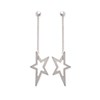 Boucles d'oreilles étoile chaînette pendante Argent 925 Rhodié - vue V1