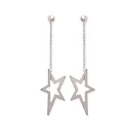 Boucles d'oreilles étoile chaînette pendante Argent 925 Rhodié