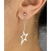 Boucles d'oreilles étoile chaînette pendante Argent 925 Rhodié - vue V2