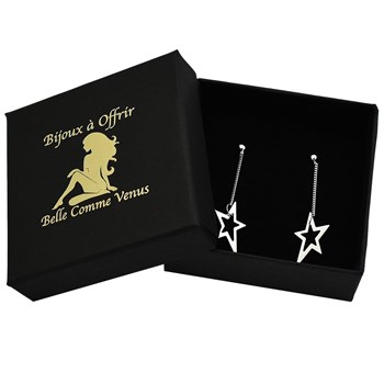 Silver 925 Rhodium star chain earrings