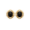 Boucles d'oreilles couronne de lauriers pierre naturelle Agate noire Plaqué or 750 3 microns - vue V1