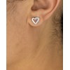 Boucles d'oreilles coeur serti d'oxydes de zirconium sur un côté Argent 925 Rhodié - vue V2