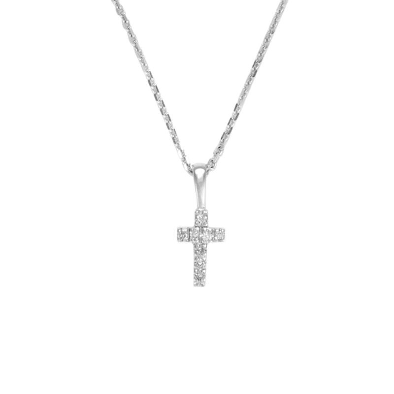 Pendentif Croix Or Blanc et Diamant