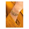 Bracelet rigide en acier doré orné de pierre naturelle blanche - vue V3