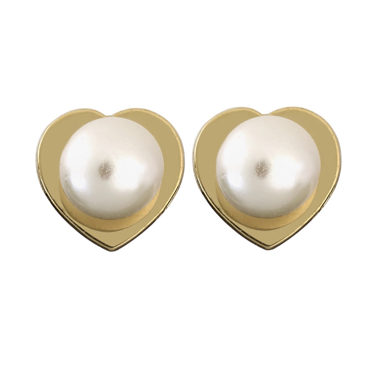 Boucles d'oreilles Brillaxis bouton coeur perle
