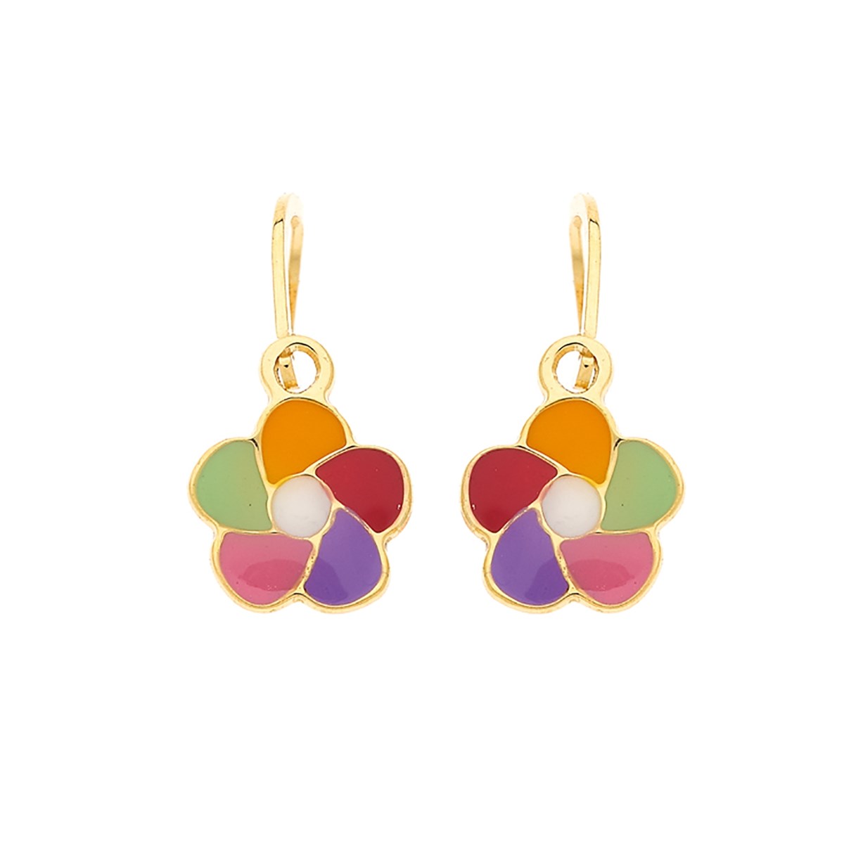 Boucles d'oreilles brisure fleur multicolore