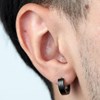 Boucles d'oreilles créoles Lotus acier noir - vue V2