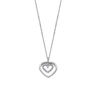 Collier Lotus acier double coeur empierré