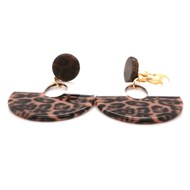 Boucles d'oreilles clip acétate léopard