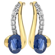 Boucles d'oreilles or 18 carats saphirs diamants