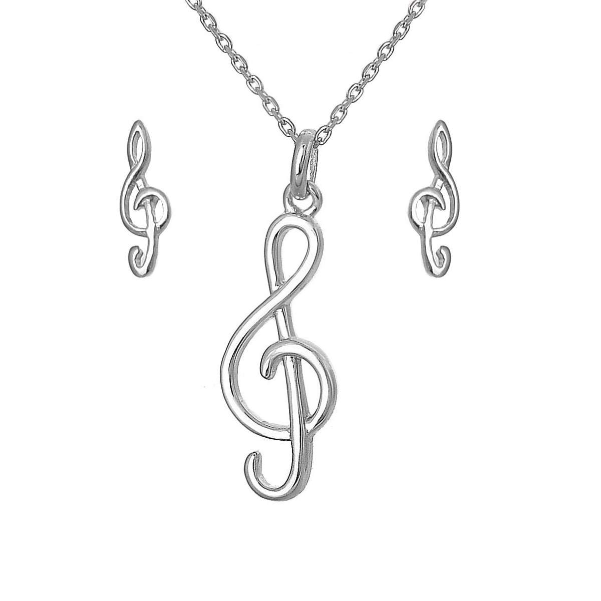 Pendentif Clé De Sol En Argent 925 - 15x7 Mm - Bijou Musique - Pour Chaîne - Poids 0,45g
