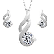Parure torsade oxyde de zirconium Argent 925 Rhodié