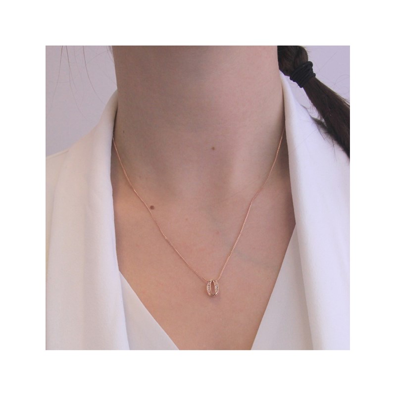 Pendentif Number 0 - Or Rosé et Cristal - vue 2