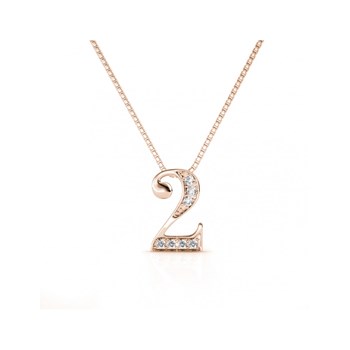 Pendentif Number 2 - Or Rosé et Cristal