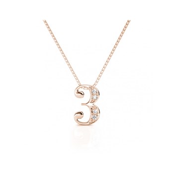 Pendentif Number 3 - Or Rosé et Cristal