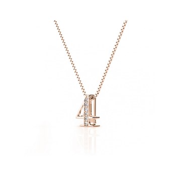 Pendentif Number 4 - Or Rosé et Cristal