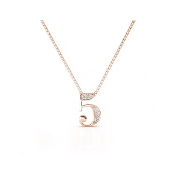 Pendentif Number 5 - Or Rosé et Cristal