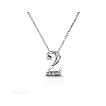 Pendentif Number 2 - Argenté et Cristal