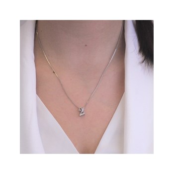 Pendentif Number 2 - Argenté et Cristal