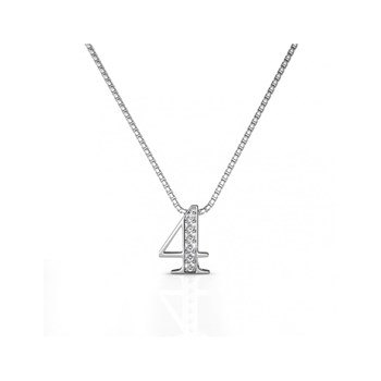 Pendentif Number 4 - Argenté et Cristal