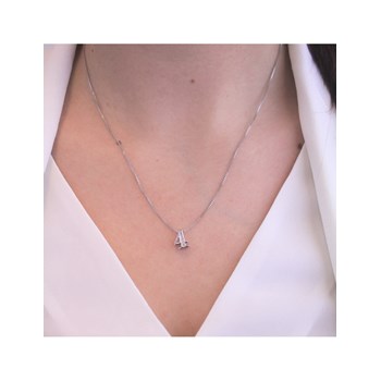 Pendentif Number 4 - Argenté et Cristal