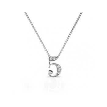 Pendentif Number 5 - Argenté et Cristal