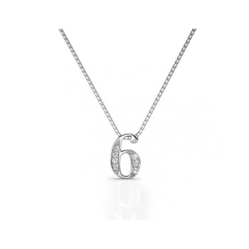 Pendentif Number 6 - Argenté et Cristal