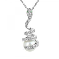 Collier serpent SC Crystal orné de zirconium et décoré d'une perle