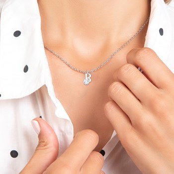 Collier alphabet lettre B SC Crystal orné d'un Zirconium