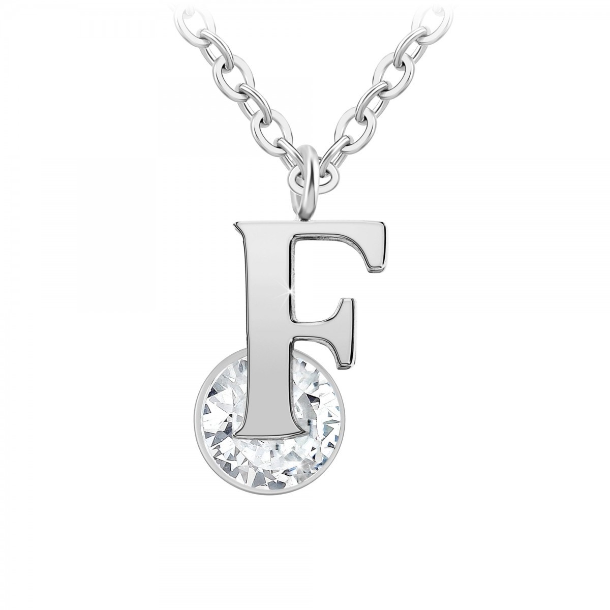 Collier alphabet lettre F SC Crystal orné d'un Zirconium