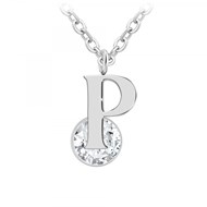 Collier alphabet lettre P SC Crystal orné d'un Zirconium