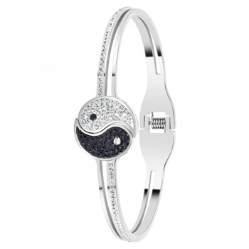 Bracelet yin yang en acier inoxydable orné de Cristaux scintillants SC Crystal