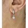 Boucles d'oreilles Mini Créoles étoile oxyde de zirconium pendante Argent 925 Rhodié - vue V2