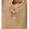 Boucles d'oreilles Mini Créoles étoile oxyde de zirconium pendante Plaqué or 750 3 microns - vue V2