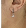 Boucles d'oreilles Mini Créoles lune oxyde de zirconium pendante Argent 925 Rhodié - vue V3