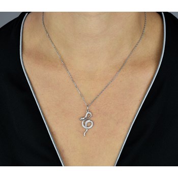 Collier serpent yeux oxydes de zirconium Argent 925 Rhodié