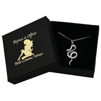 Collier serpent yeux oxydes de zirconium Argent 925 Rhodié