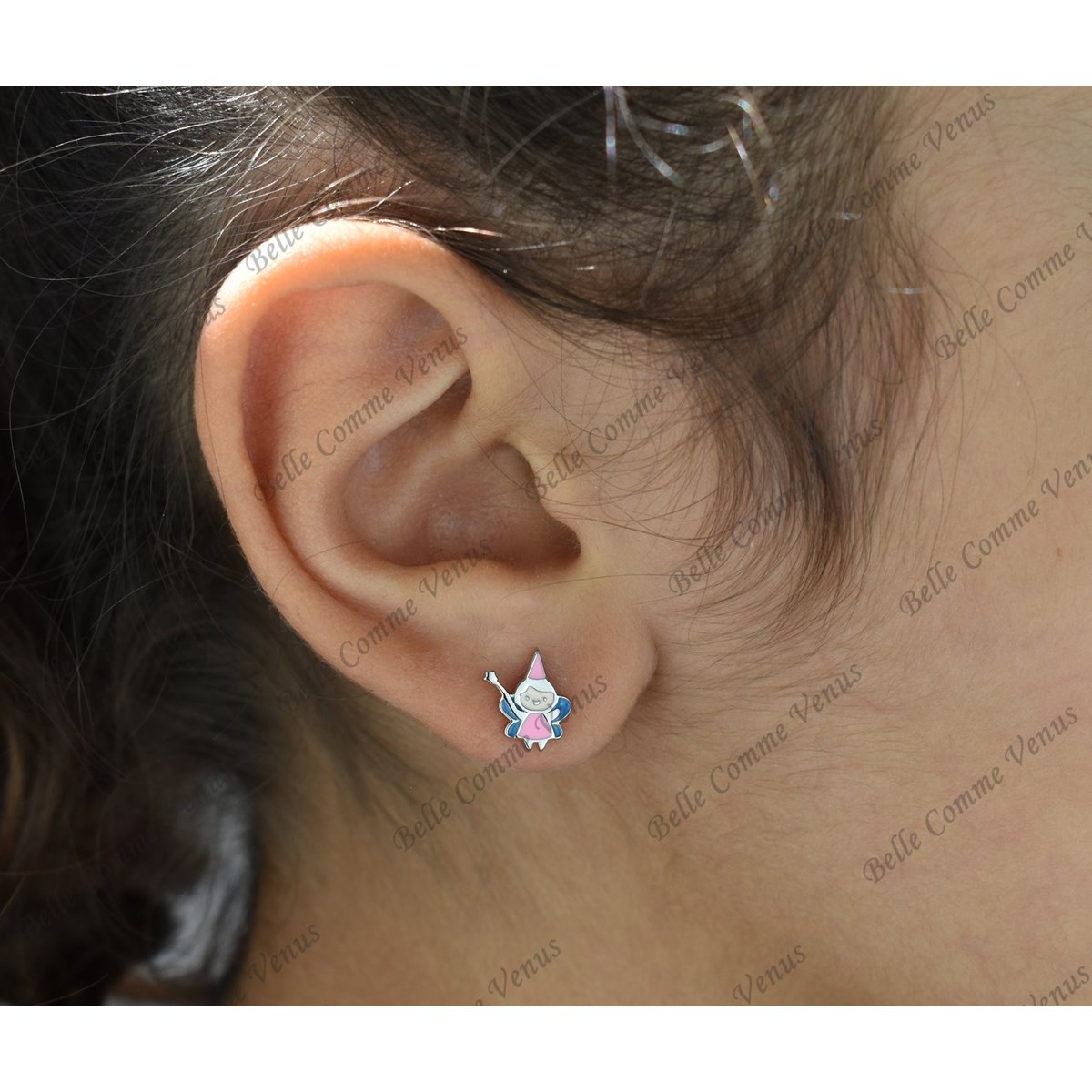 Boucles d'oreilles fée émail coloré Argent 925 Rhodié - vue 2