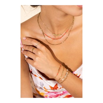 Dunne vergulde stalen armband met witte parels