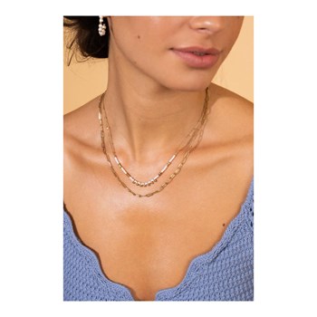 Dunne vergulde stalen ketting met witte parels