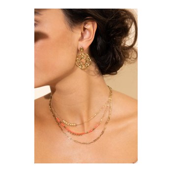 Dunne vergulde stalen ketting met witte parels